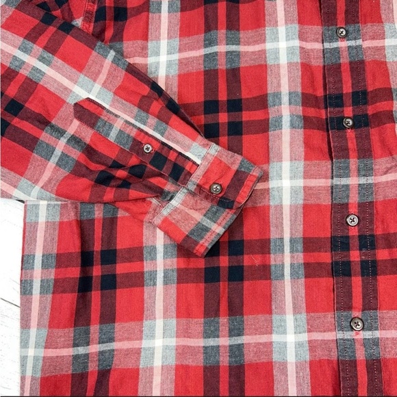 Eddie Bauer Men's Red Black 100% Cotton Oversized Flannel Shirt  / Shacket Large - Picture 4 of 7